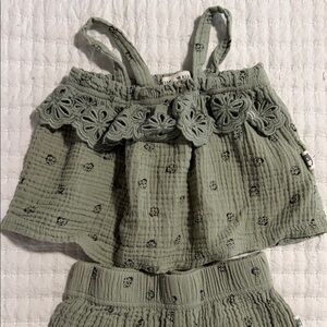 Girls Sage Green Two-Piece Tank & pants Set